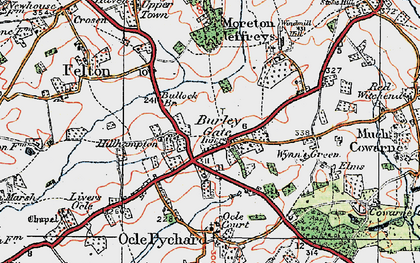 Old map of Burley Gate in 1920