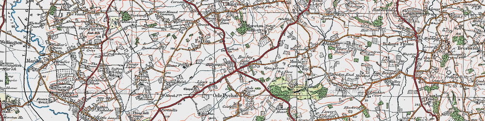 Old map of Burley Gate in 1920