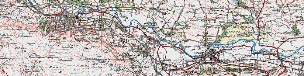 Old map of Burley in Wharfedale in 1925