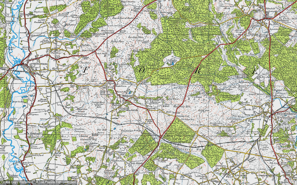 Old Map of Historic Map covering Burley Old Inclosure in 1919