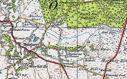 Old map of Burley Outer Rails Inclosure in 1919