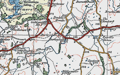 Old map of Burleydam in 1921