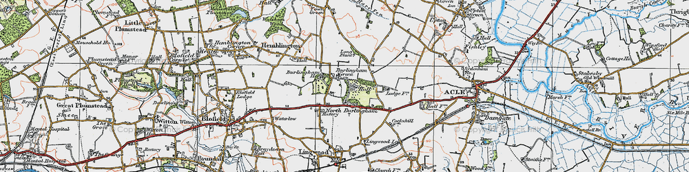 Old map of Burlingham Green in 1922