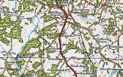 Old map of Burlow in 1920