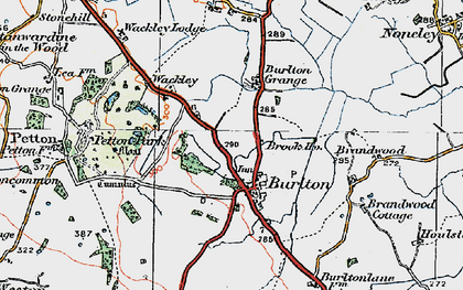 Old map of Burlton in 1921