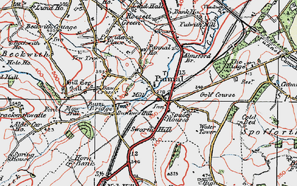 Old map of Burn Bridge in 1925