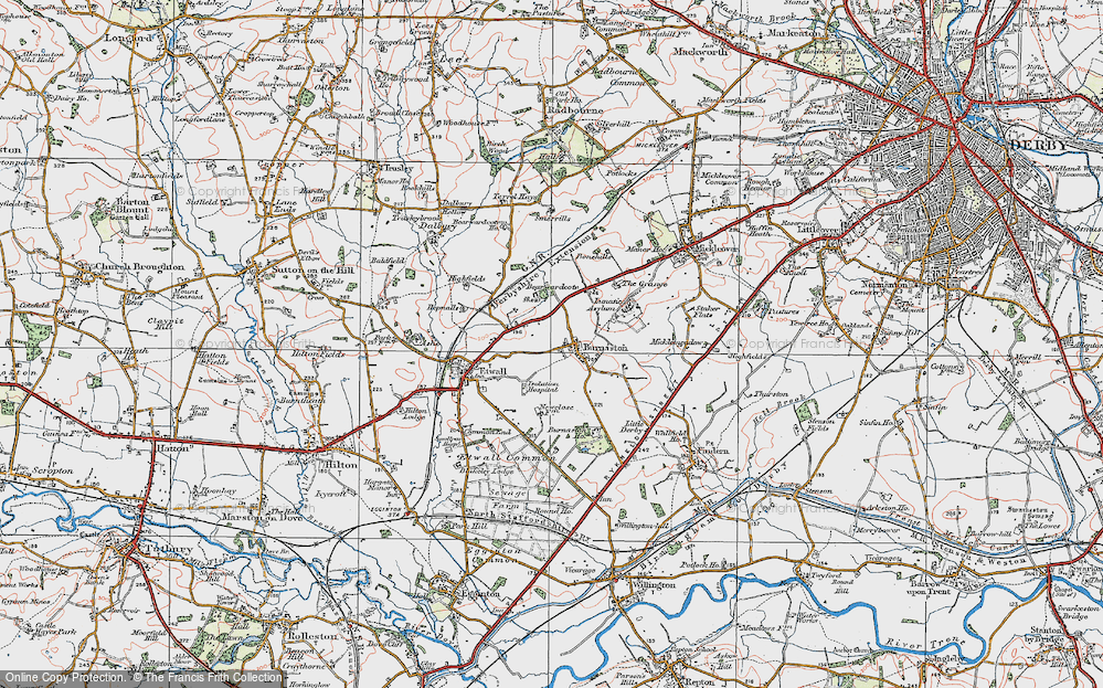 Old Map of Burnaston, 1921 in 1921