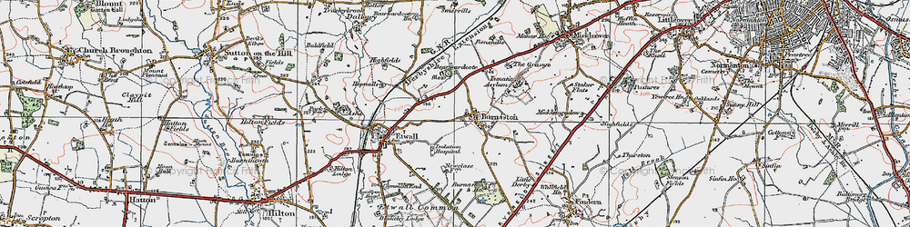 Old map of Burnaston in 1921