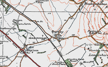 Old map of Burnby Gate Ho in 1924