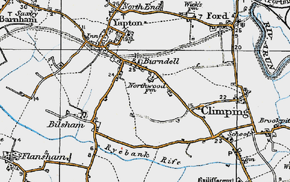 Old map of Burndell in 1920