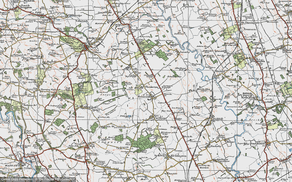 Old Map of Burneston, 1925 in 1925