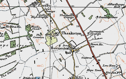 Old map of Burneston in 1925