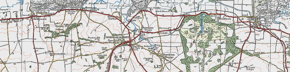 Old map of Burnham Overy Town in 1921