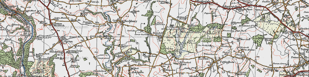 Old map of Burnhill Green in 1921