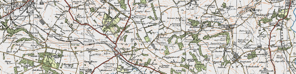 Old map of Burnhope in 1925
