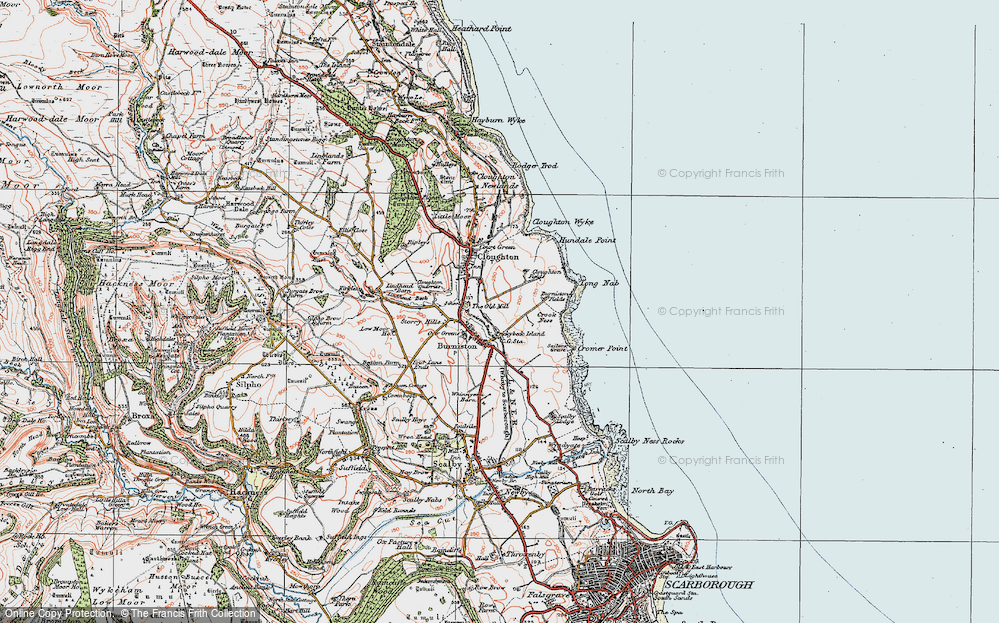 Old Map of Historic Map covering Burniston Beck in 1925