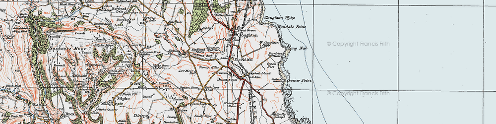 Old map of Burniston in 1925