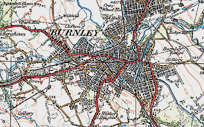 Old map of Burnley in 1924