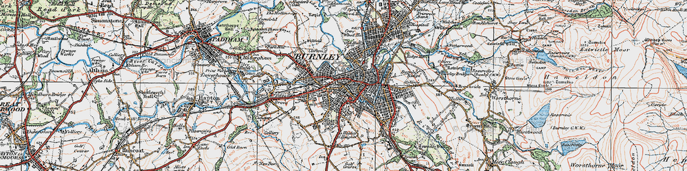 Old map of Burnley in 1924