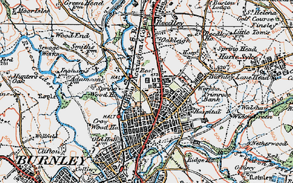 Old map of Burnley Lane in 1924