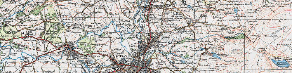 Old map of Burnley Lane in 1924