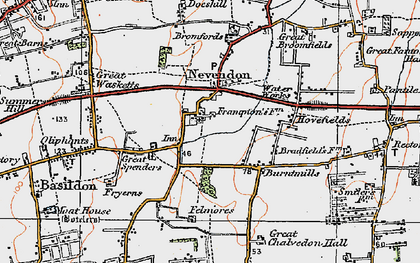 Old map of Burnt Mills in 1921