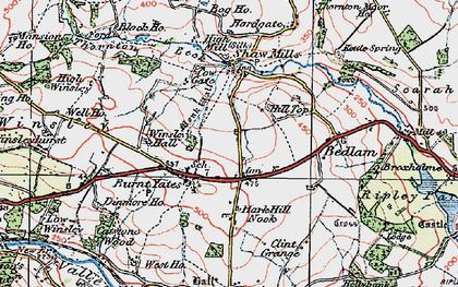 Old map of Burnt Yates in 1925