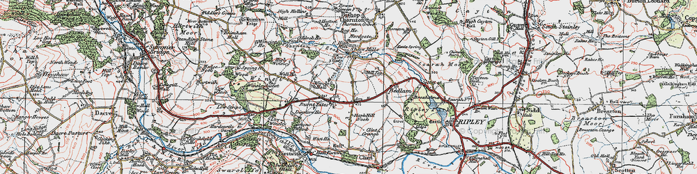 Old map of Burnt Yates in 1925