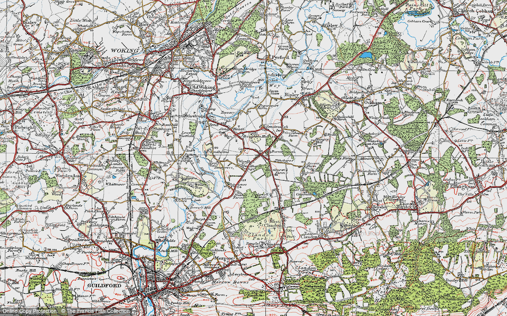 Old Map of Burntcommon, 1920 in 1920