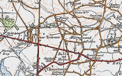 Old map of Burntwood in 1921