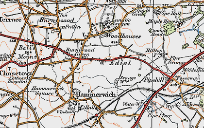 Old map of Burntwood Green in 1921