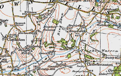 Old map of Burnworthy in 1919