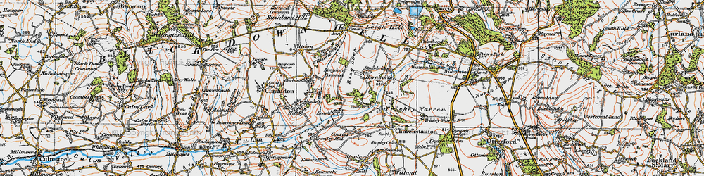 Old map of Burnworthy in 1919