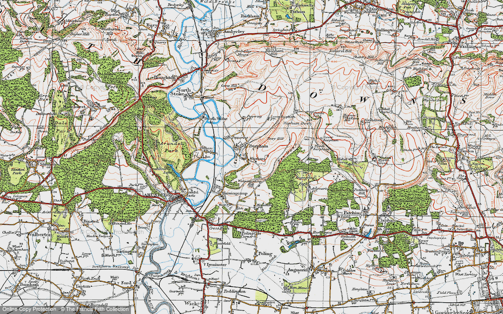 Old Map of Historic Map covering Barpham Hill in 1920