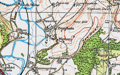 Old map of Burpham in 1920