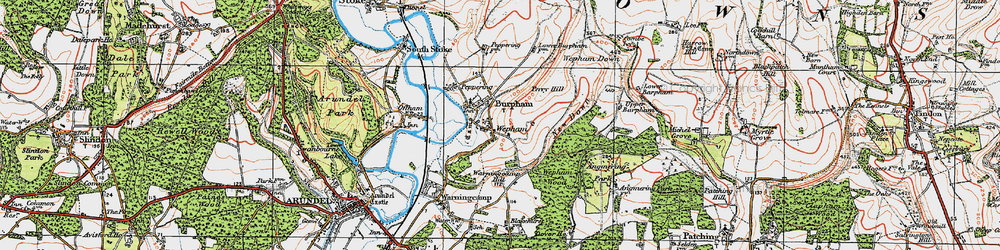 Old map of Burpham High Barn in 1920