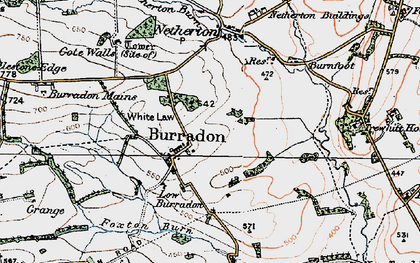 Old map of Burradon in 1925