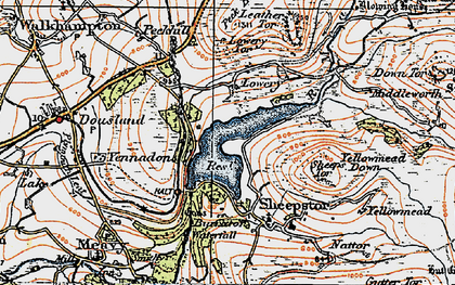 Old map of Burrator Reservoir in 1919