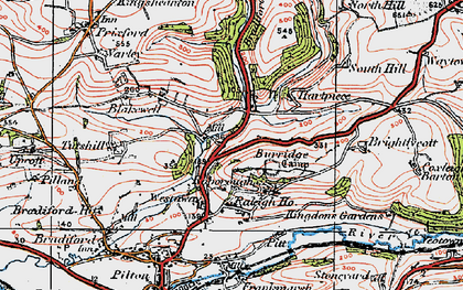Old map of Bradiford Water in 1919