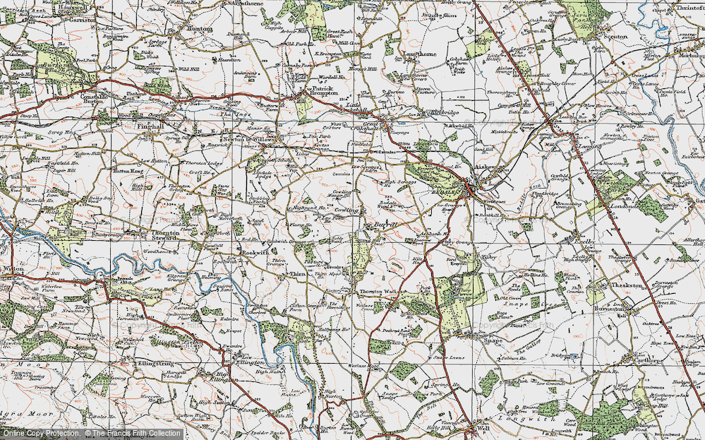 Old Map of Historic Map covering Burrill Beck in 1925