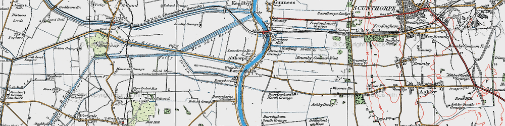 Old map of Burringham in 1923