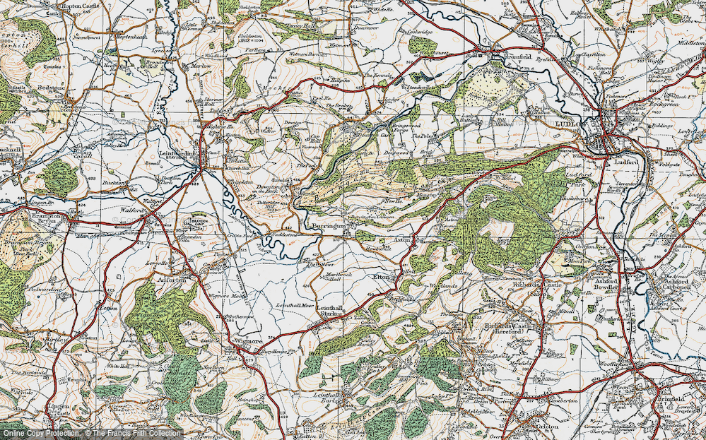 Old Map of Historic Map covering Burrington Common in 1920