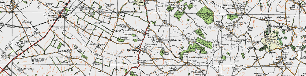 Old map of Burrough Green in 1920