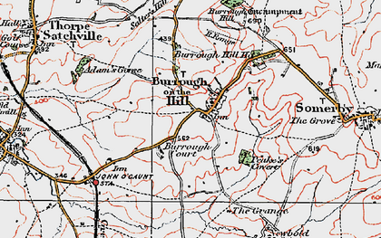 Old map of Burrough on the Hill in 1921