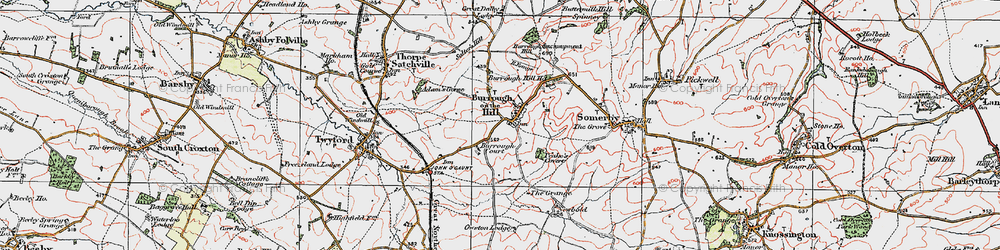 Old map of Burrough on the Hill in 1921