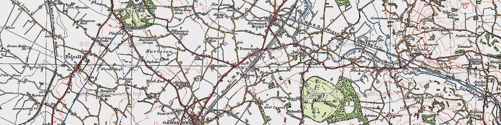 Old map of Burscough in 1923