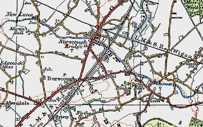 Old map of Burscough Bridge in 1923
