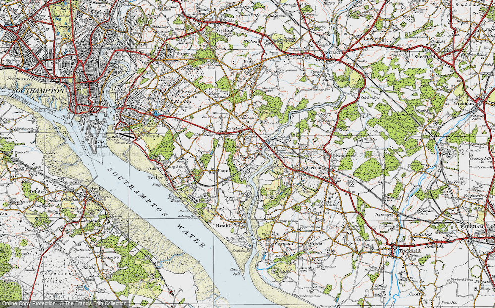 Old Map of Bursledon, 1919 in 1919