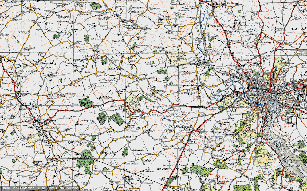 Historic Ordnance Survey Map of Burstall, 1921