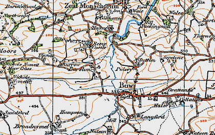 Old map of Burston in 1919